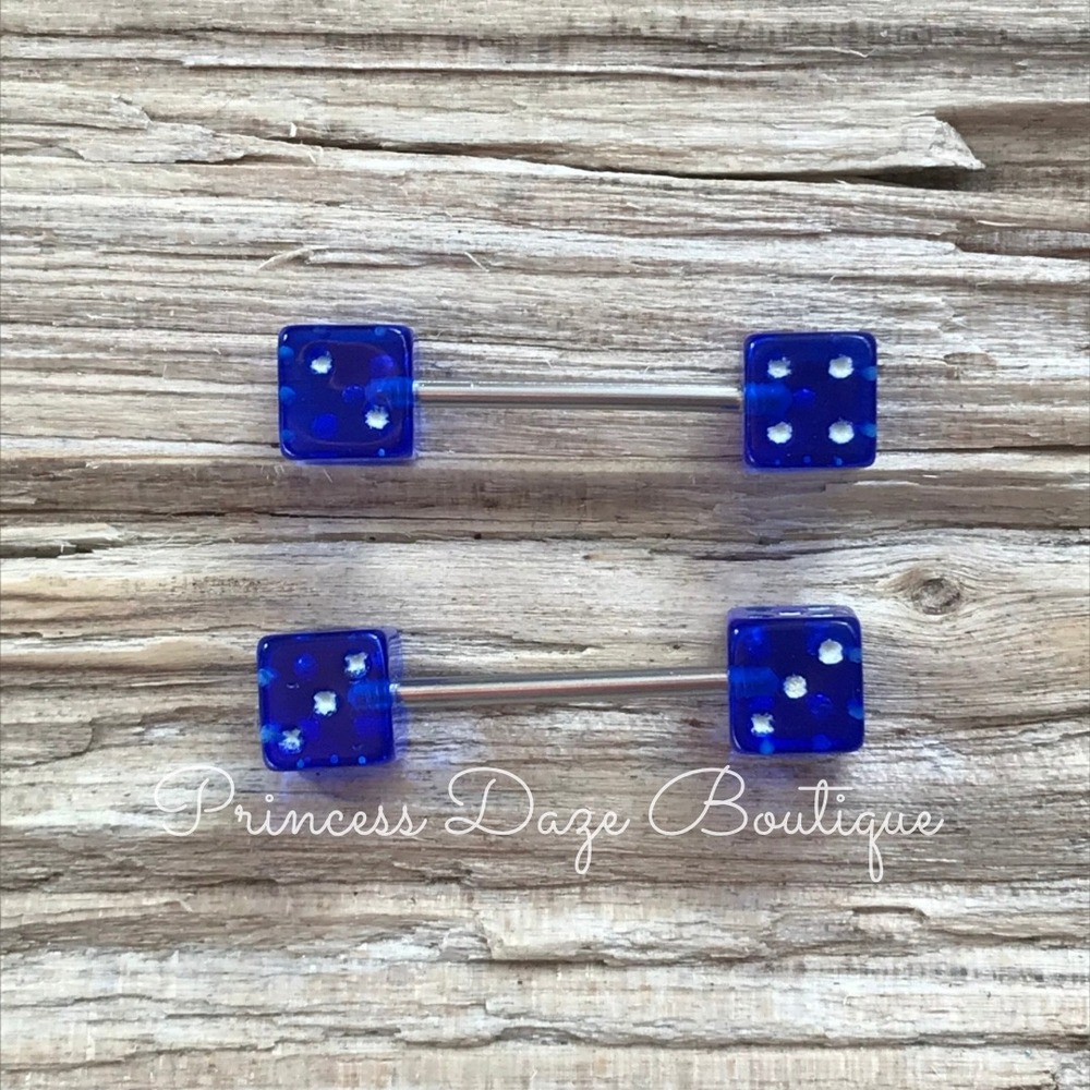 Blue Dice‎ Nipple Ring Barbell Set Body Jewelry